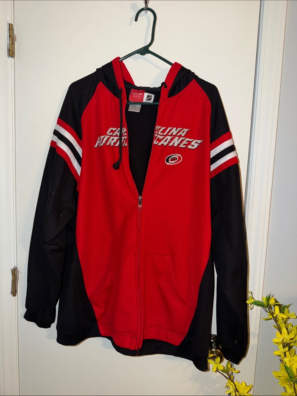NHL Carolina Hurricanes Red and Black Zip Hoodie